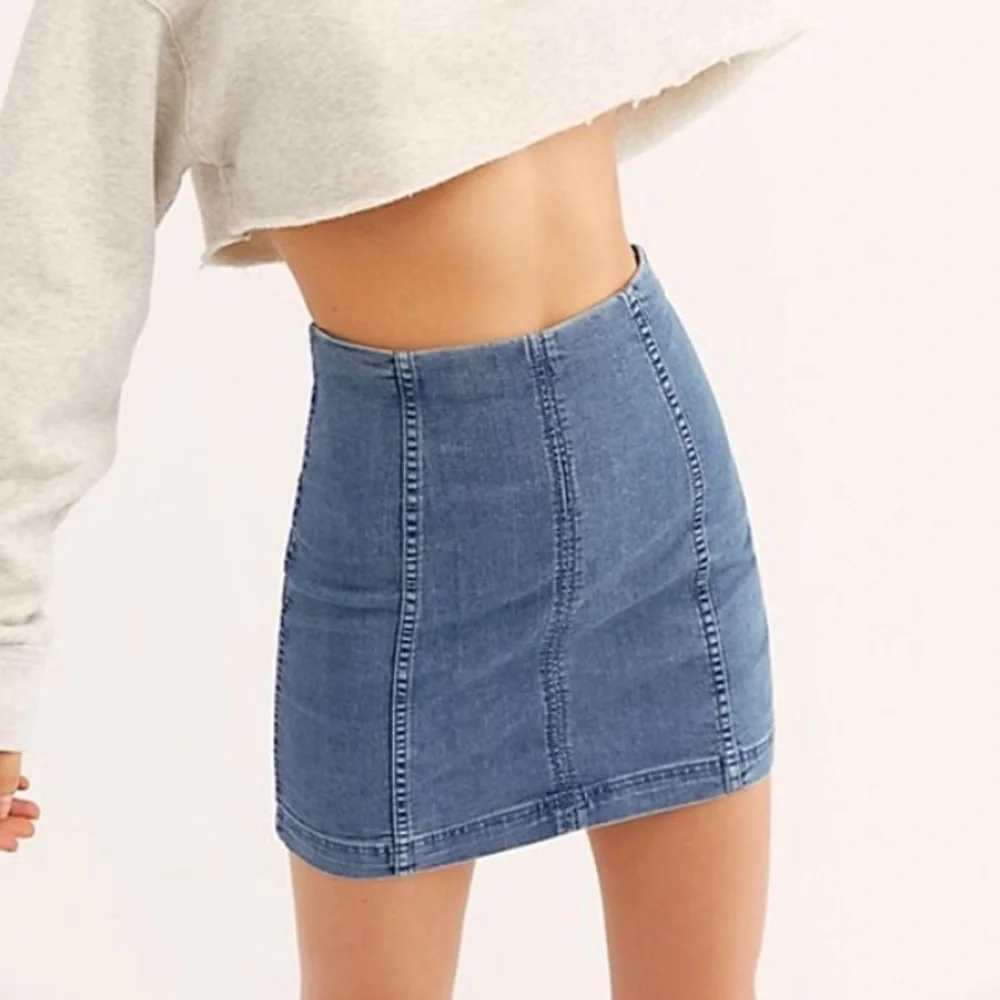 Free people modern femme denim mini skirt